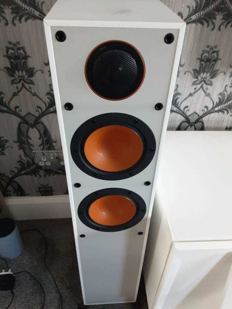 KEF Egg speakers 5.1 plus Monitor Audio pair standing speakers and Denon AV Receiver 