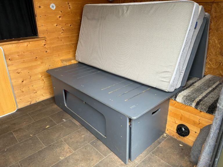Campervan rock and roll plywood sofabed with mattress. 
