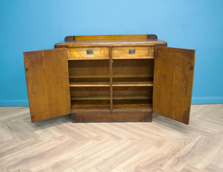 vintage art deco 1940s oak sideboard