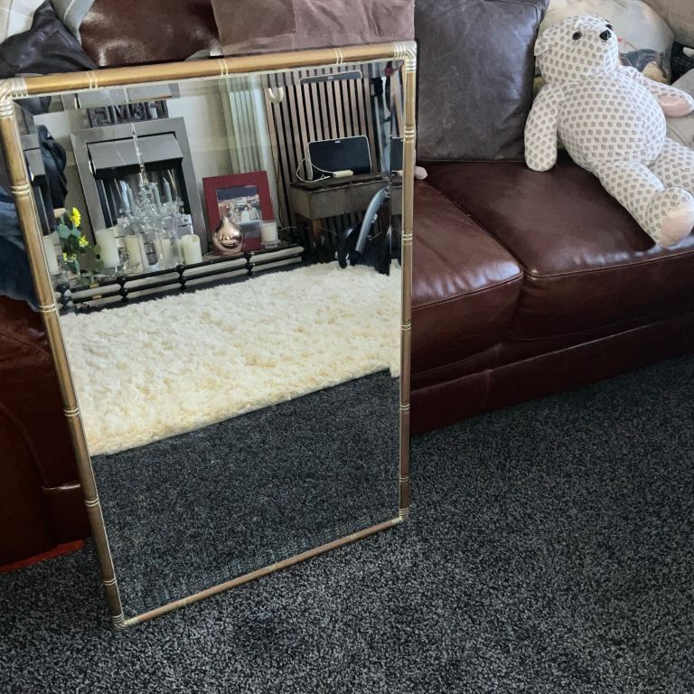 Brass Faux Bamboo Framed Wall Mirror