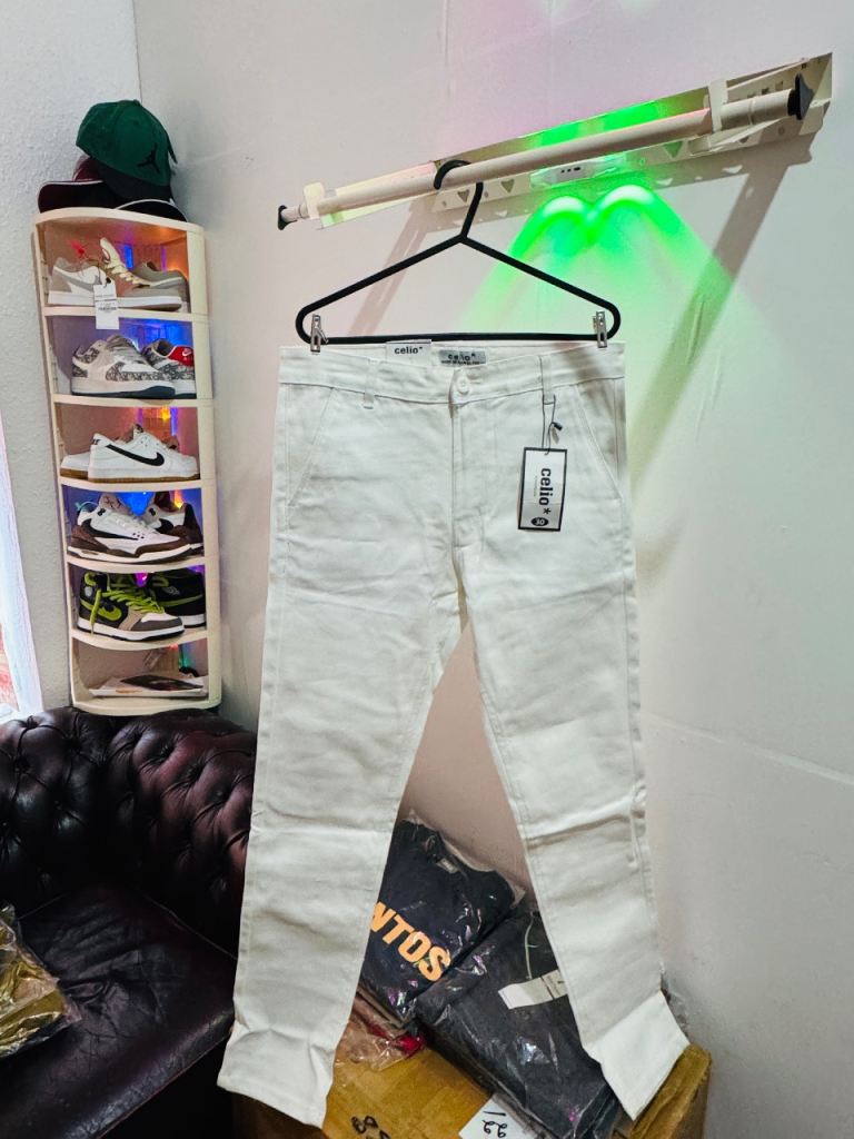 Brand New Celle Men's White Cotton Trousers