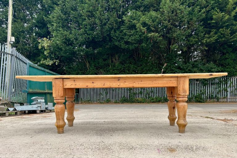Vintage 9ft Rustic Pine Farmhouse Style Table
