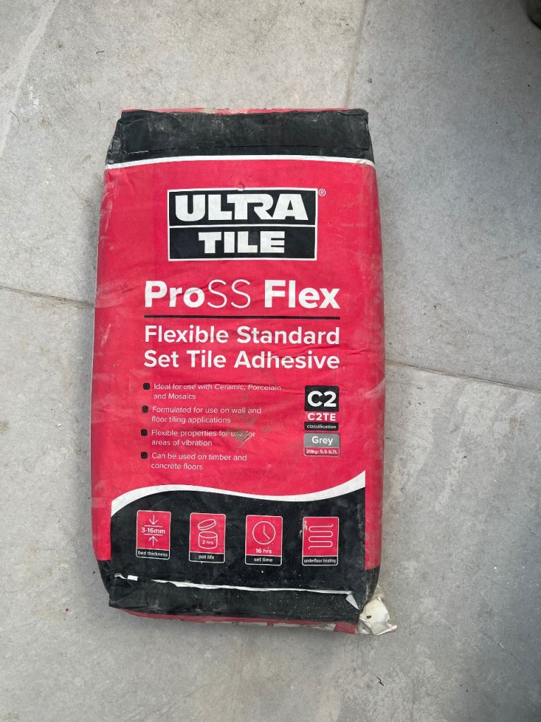 20kg UltraTile ProSS Flex flexible standard set tile adhesive in grey