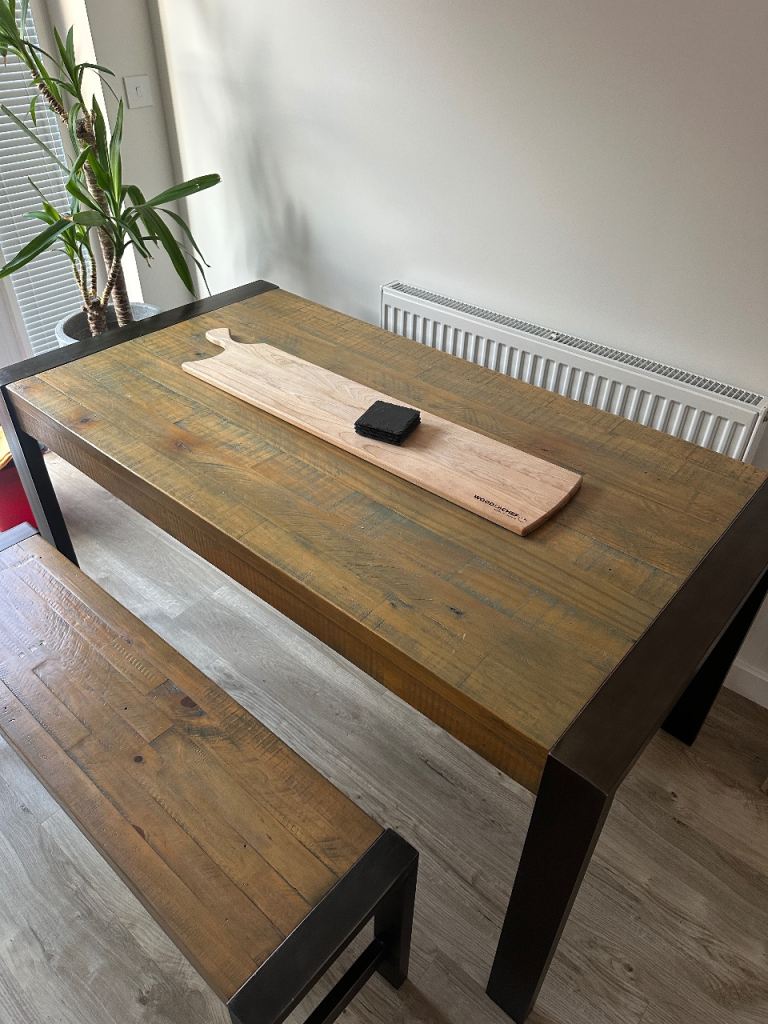 NEXT Solid Wood Dining Table and Bench Set - Good Condition
