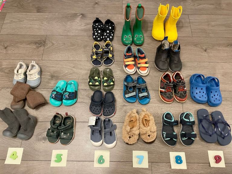 Various sizes - sandals, slippers, boots, trainers, wellies