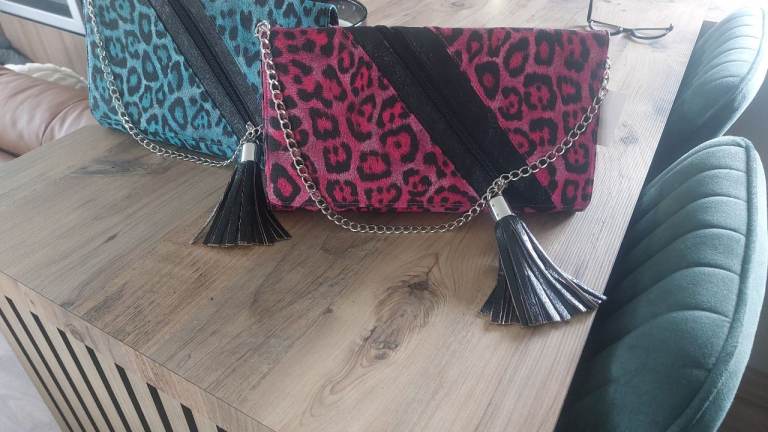Leopard Print Clutch Bags with Chain Strap –new 