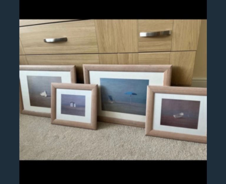 Set of 4 framed beach prints
