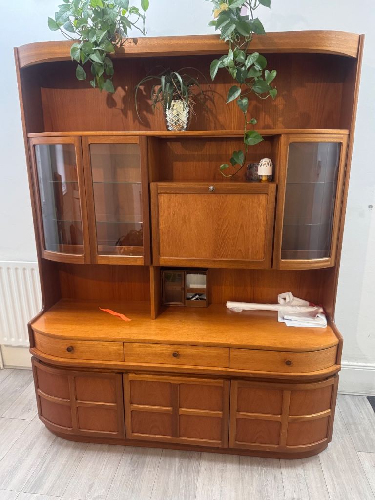 Vintage Nathan Teak Wall Display Unit & Cocktail Cabinet - Retro MCM (SO14)