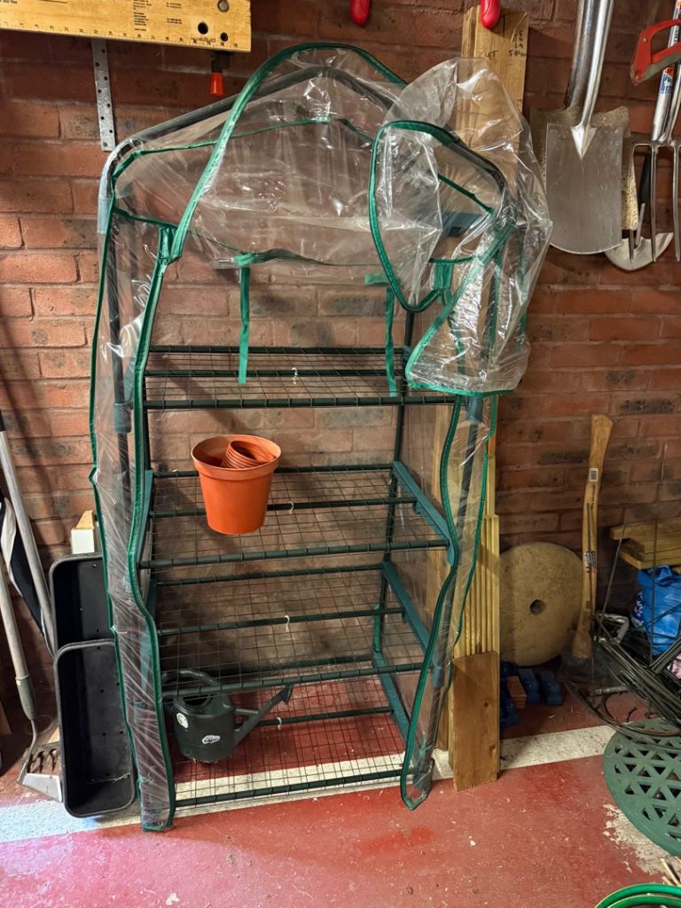Compact Greenhouse with 5 Shelves – Good Condition