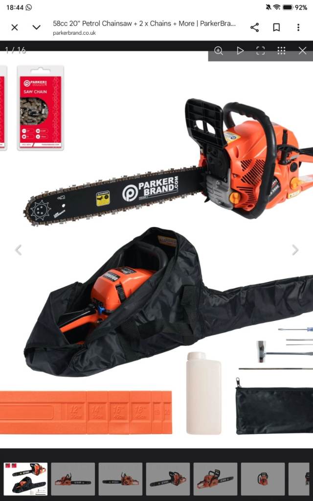 Parker brand petrol chainsaw 