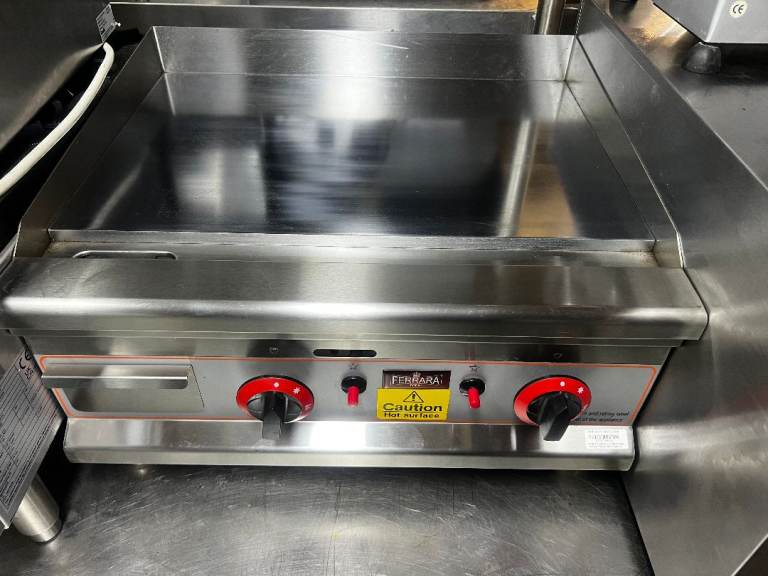 Ferrara NEW CHROME Stainless Steel Gas Griddle - CATERING COMMERCIAL CAFE KEBAB CHICKEN RESTAURANT