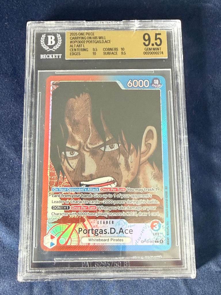 One Piece Card Game Portgas D. Ace Op13-002 Leader Parallel Alt Art English