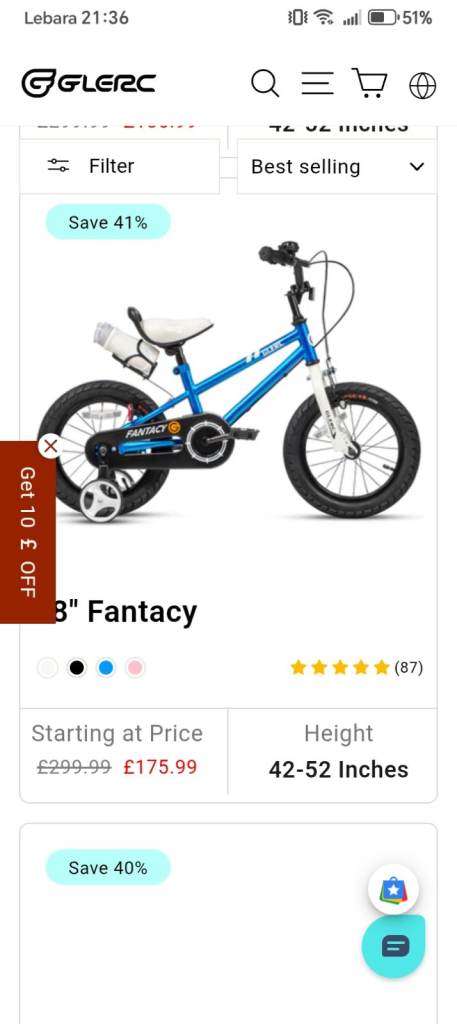 18" kids glerc bikev