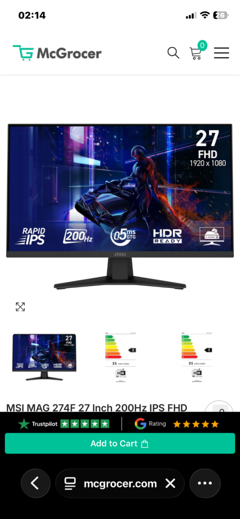 msi mag 274f monitor 200hz