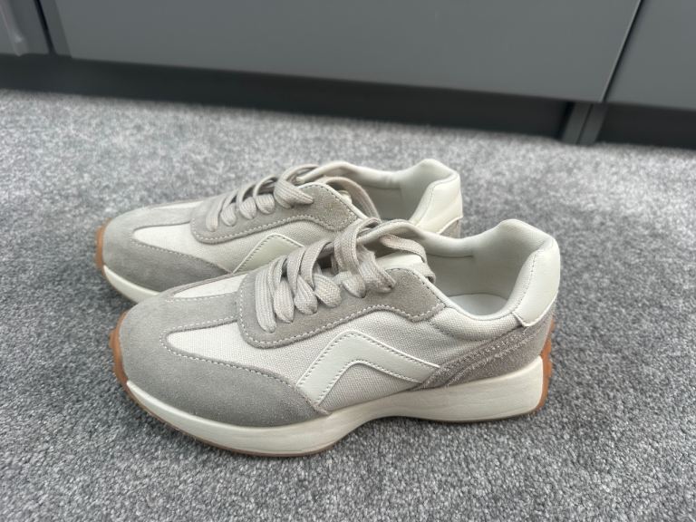M&S Cream/Beige Trainers with Chunky Sole, Size 3, Barely Worn