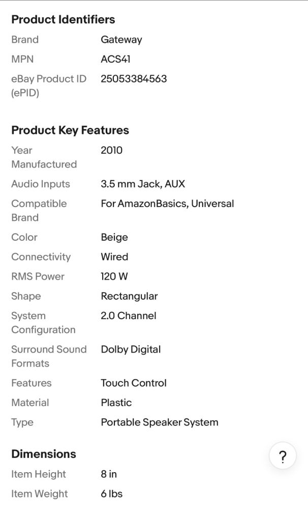 Gateway 2000 ACS41 Altec Lansing Computer Speakers w/ Power Supply
