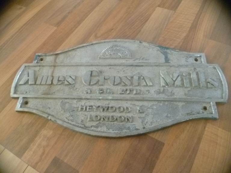 Vintage Ames Crosta Mills Cast Iron Sign - Fair Condition