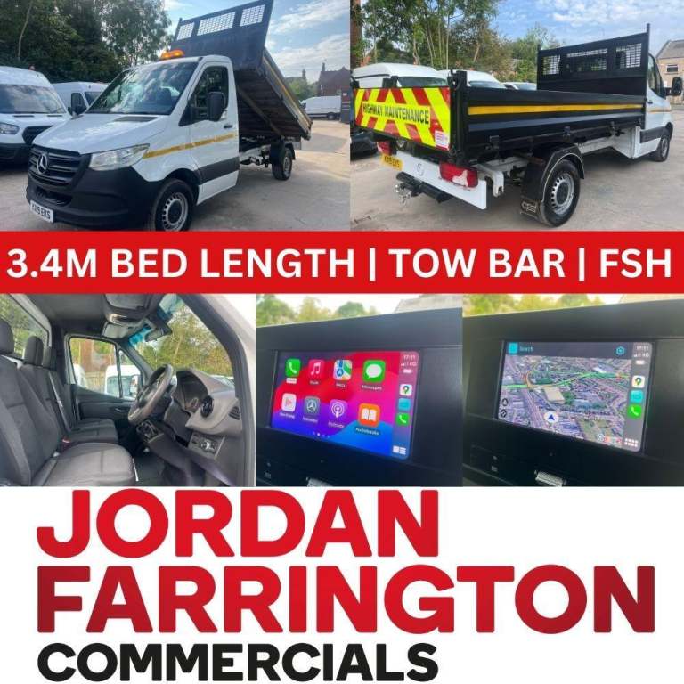 2019 19 reg MERCEDES SPRINTER 314 SINGLE CAB TIPPER LOW MILEAGE STEEL BODY