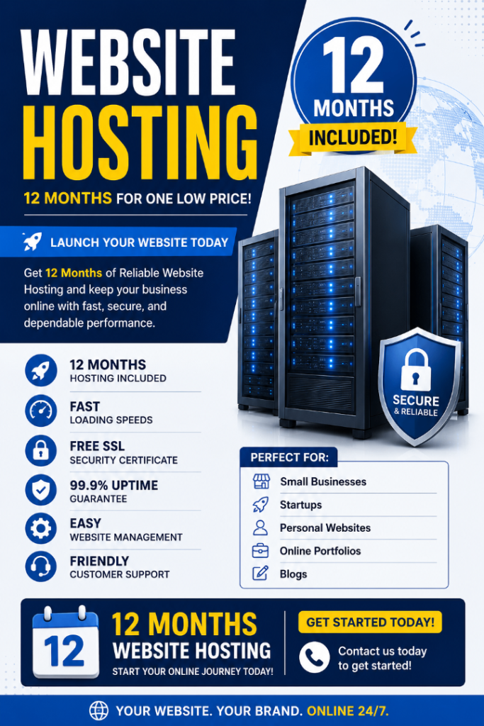 Business website hosting 12 month 