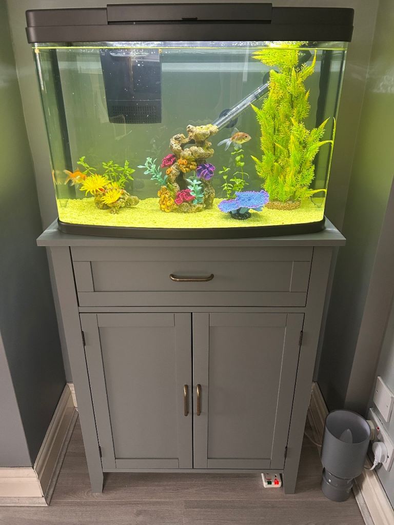 Brand New Fish Aquarium Stand - Two/One Drawer Grey Cabinet - Please Read Description