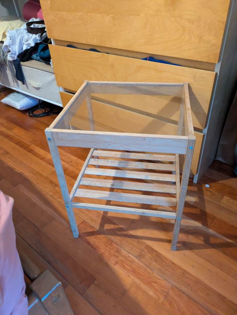 FREE – IKEA Wooden Side Table with Glass Top