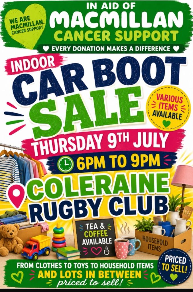 Indoor Car Boot sale - Donations to MacMillan Cancer support 