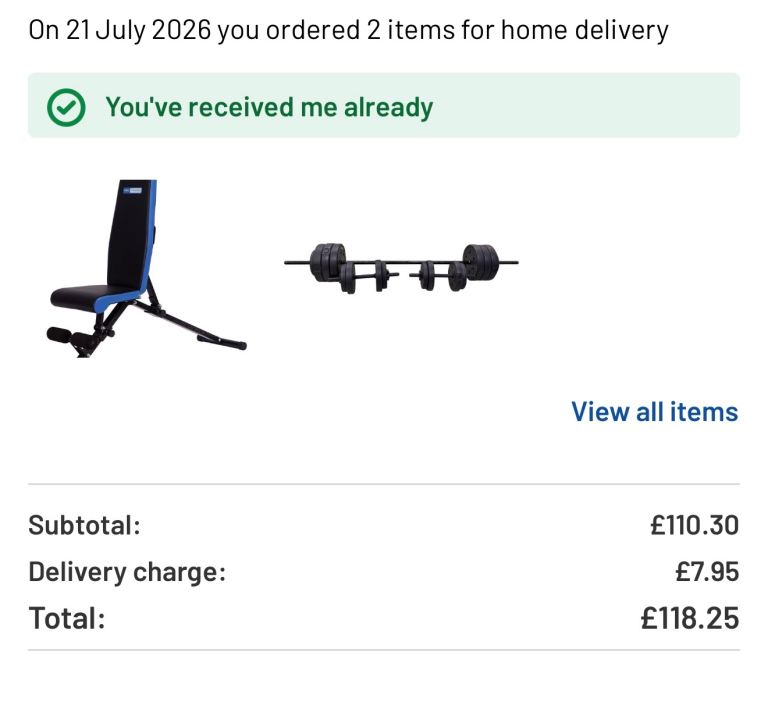 Hardly used Home Gym Weight Bench and Barbell Set