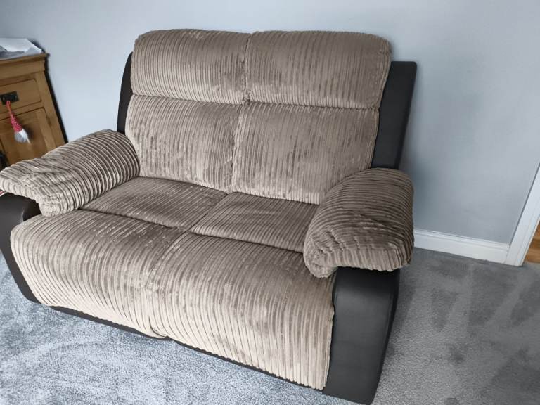 3 and 2 seater natural coloured Argos sofas