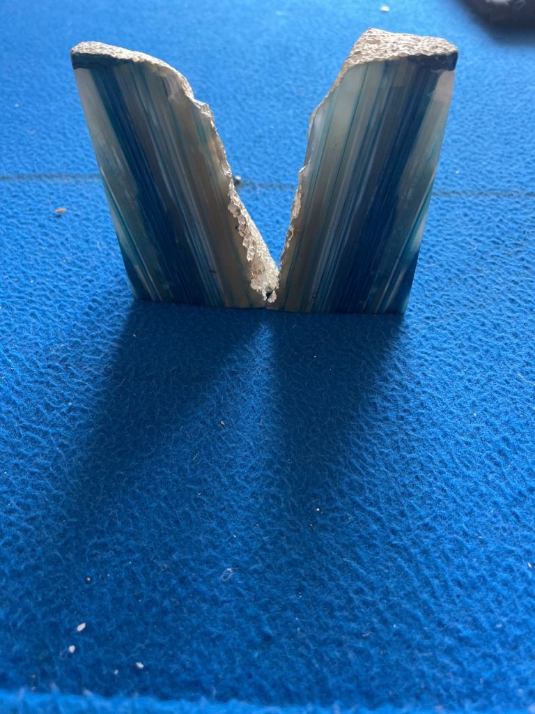 Agate Stone Bookends – Blue, Good Condition