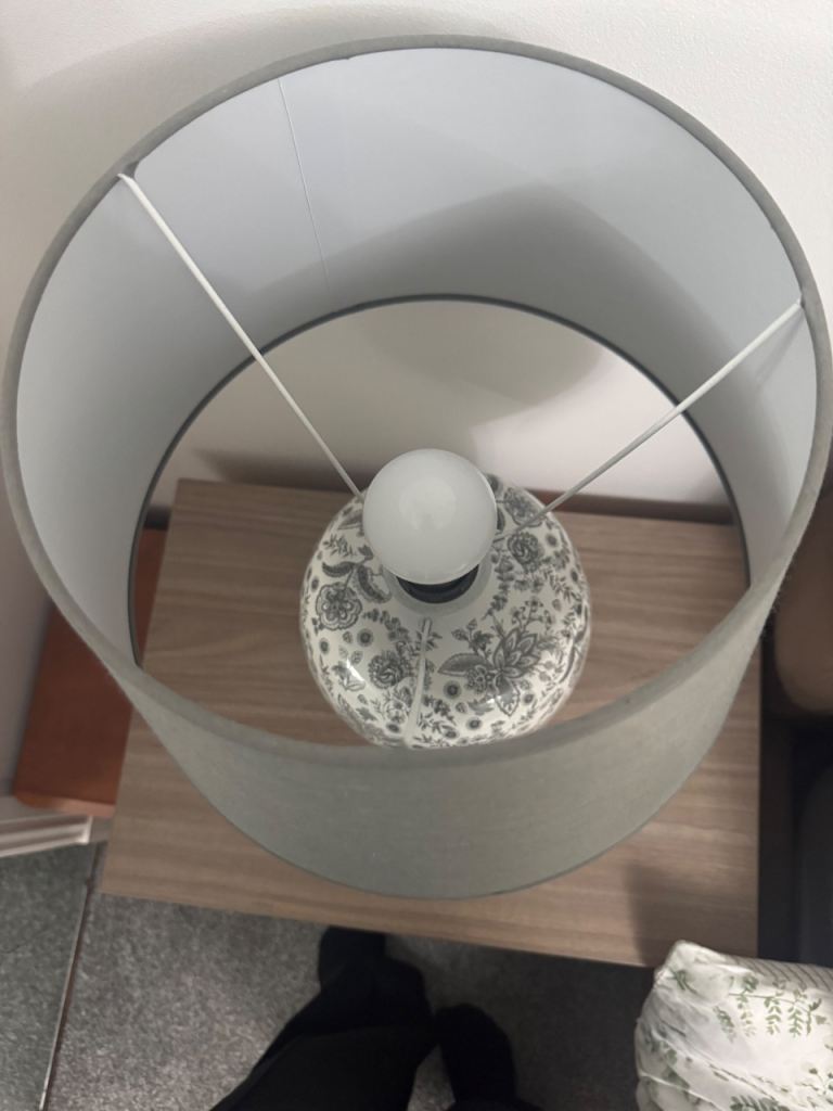 Grey and White Patterned Table Lamp – Good Condition, £55.00 for Sale
