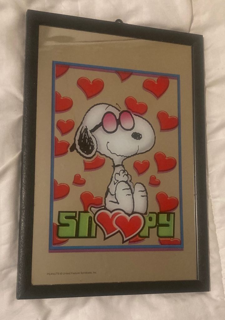 Snoopy Framed Picture with Hearts – Good Condition
