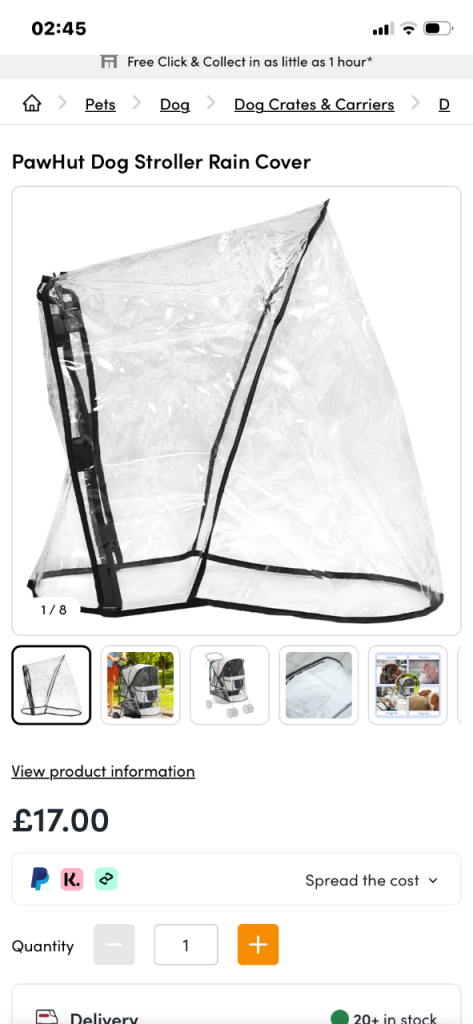 New Pawhut Raincover 