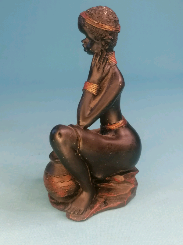 4,1 inch Vintage African Women sitting and thinking. 
