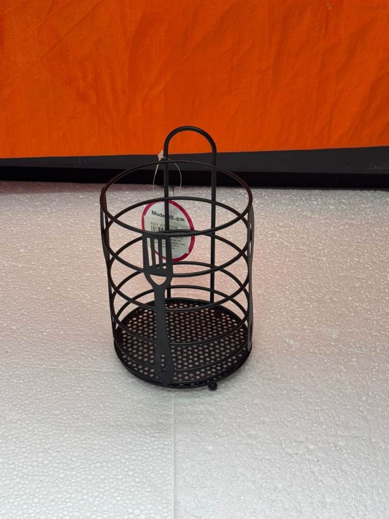 Black Metal Utensil Holder – Decorative Fork Design Kitchen Organiser