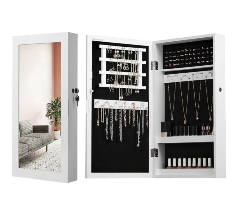 SONGMICS Wall Mounted Jewelry Cabinet with Mirror – Like New
