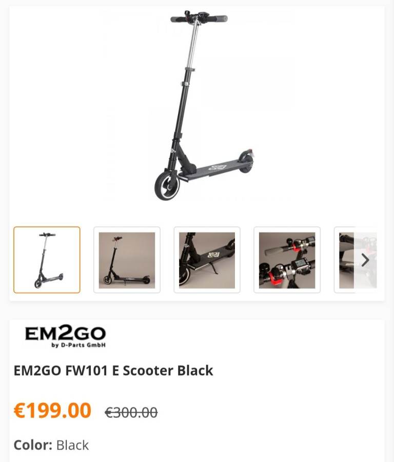 EM2GO FW101 E Scooter Black – Brand New. 