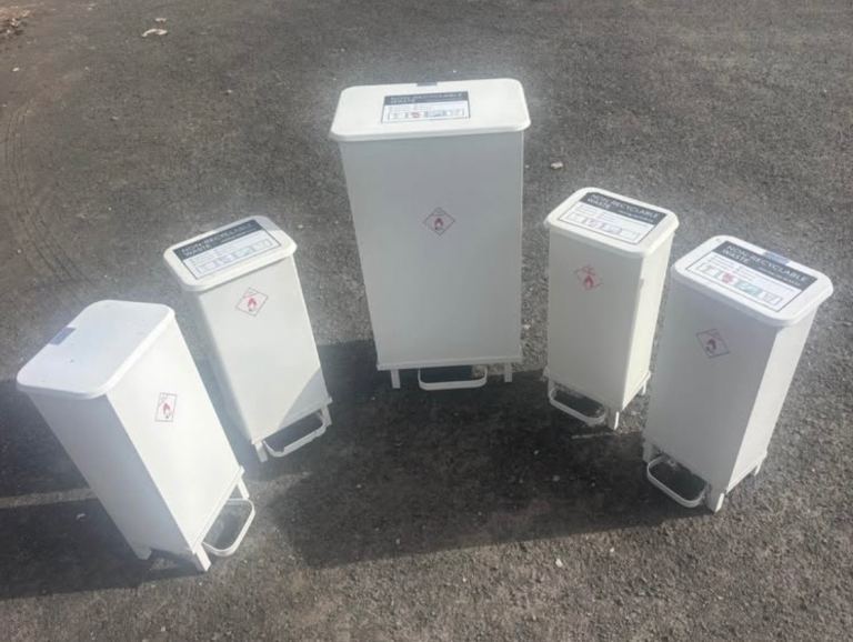 4 SMALL BINS and 1 LARGE BIN