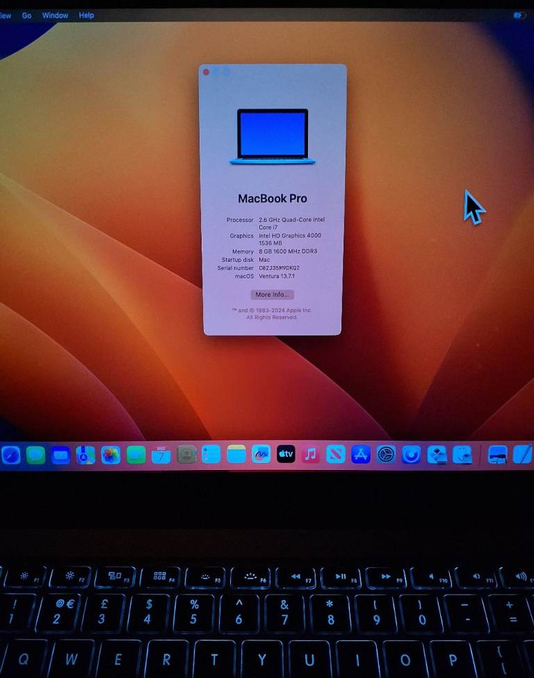 image for Apple MacBook Pro 15 ( Ventura OS 13.7.1 and Windows 11 enterprise) dual boot up 