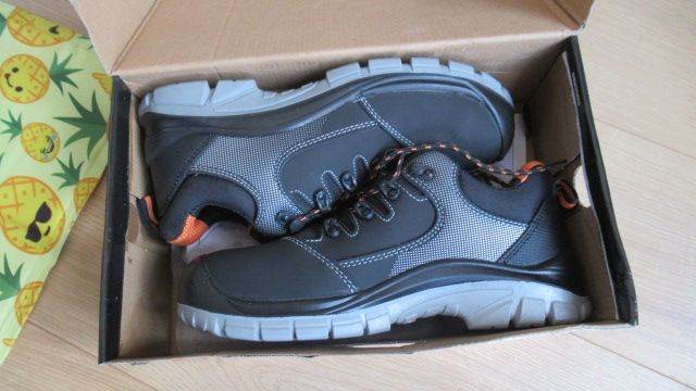New Grey Safety Work Boots with Orange Accents
