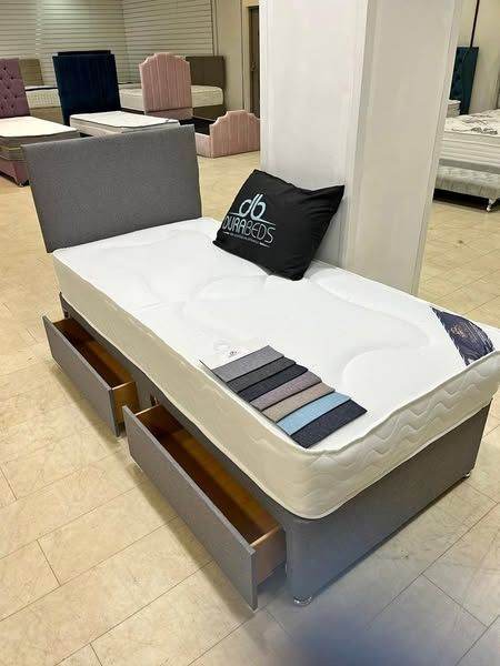 LIMIT 18% OFF == Divan 3FT Single Bed Base With Mattress & Optional Drawers == GET IT TODAY