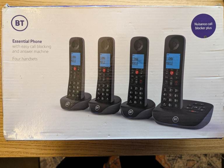 BT Essential Phone Quad Set with Answering Machine Base