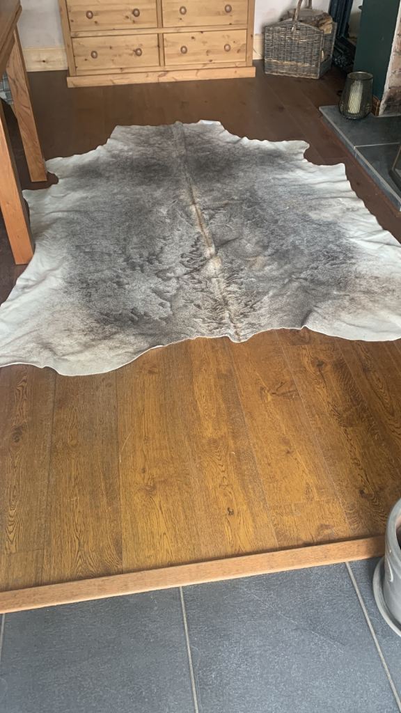 Beige cow hide Rug REDUCED REDUCED