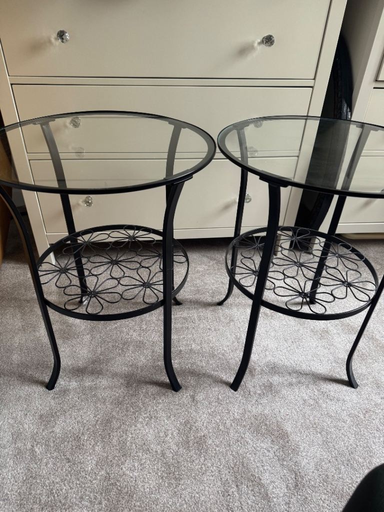 2 ikea round glass tables