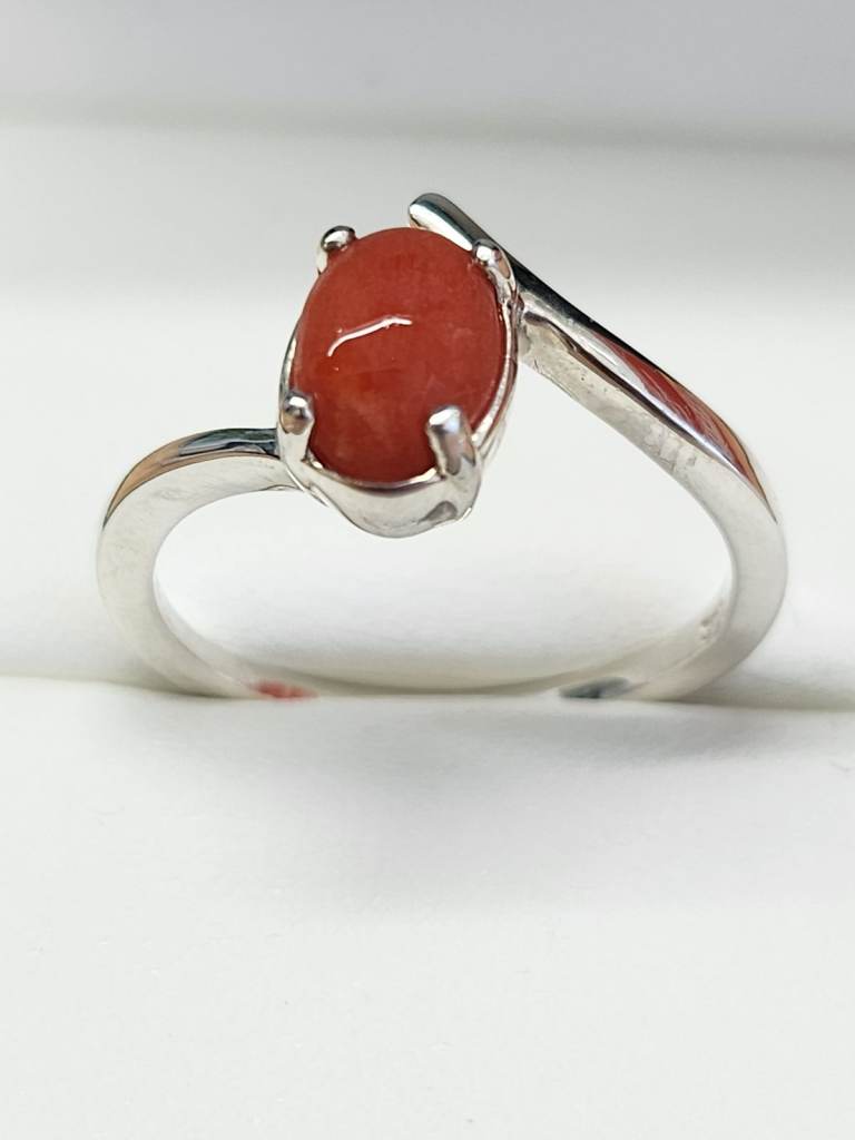 SILVER RING WITH CORAL