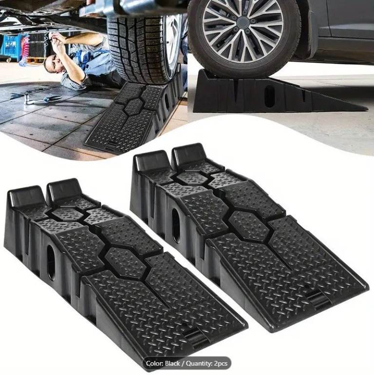 2pcs Car Ramps Heavy Duty Plastic 2.5 Ton Car Lifting Repairing Ramp for Low Ground Lifting