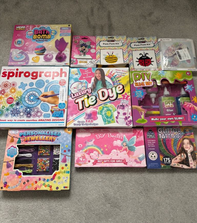 Kids arts, craft & activity bundle - beads, tie dye, slime