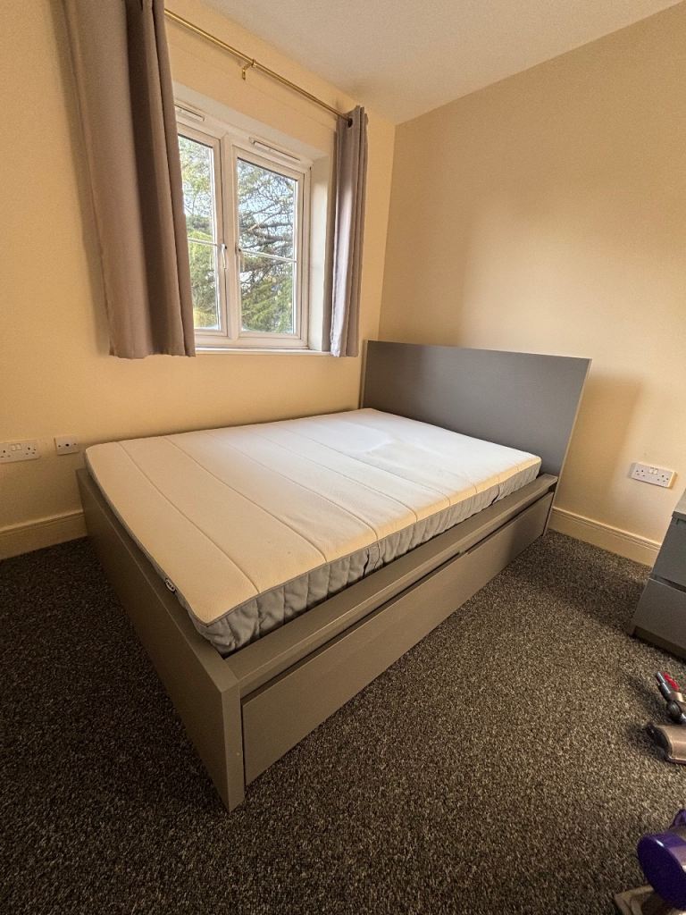 Good Condition Grey Double Bed Frame with Underbed Storage