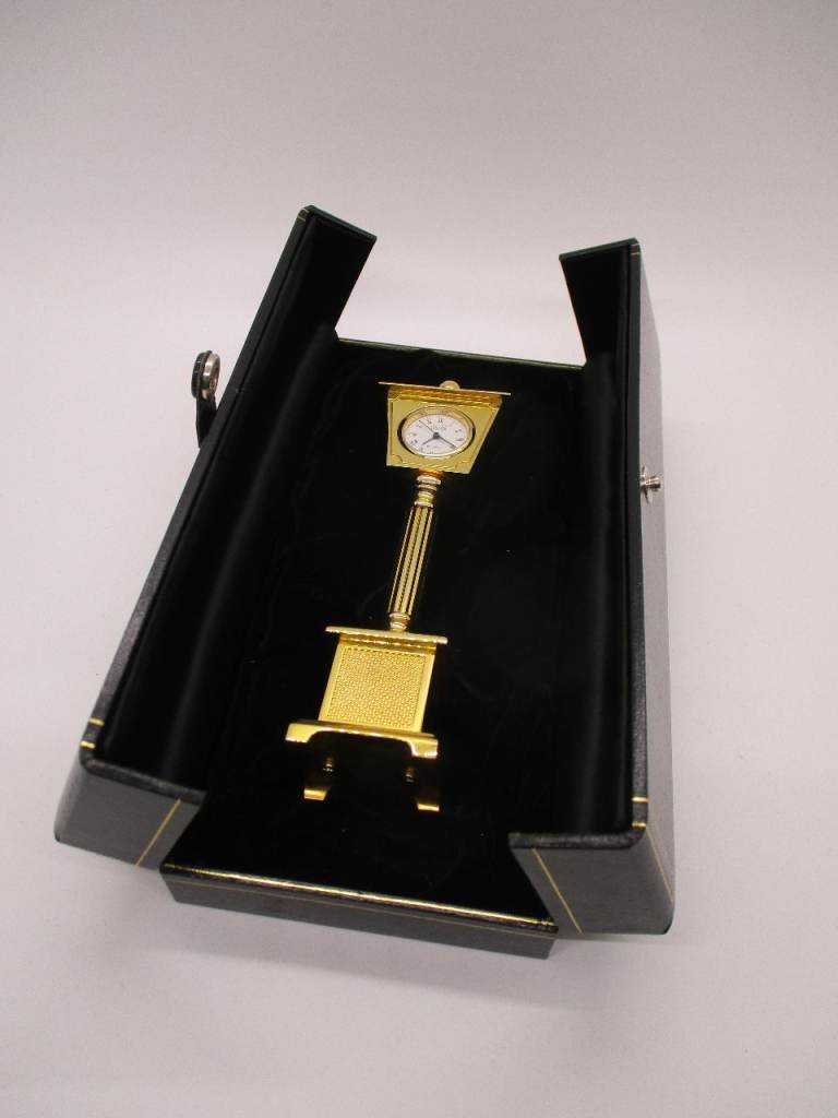 Vintage Churchill Solid Brass Miniature Quartz Clock - Victorian Lamp Post. 