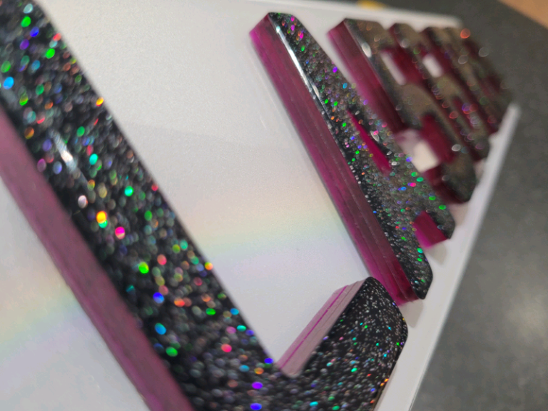9mm Neon Purple 4D Glitter Gel Car Number Plates