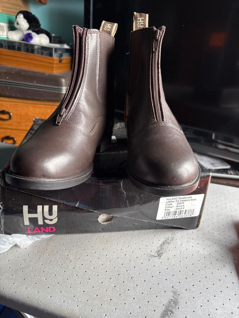 HyLAND Southwold Leather Zip Paddock Boots - Brown, Size 6, New